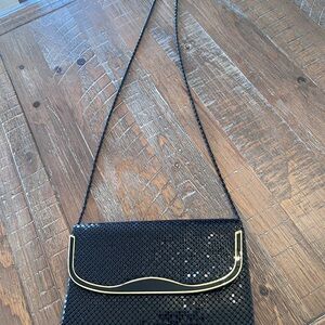 Chic Black Sequin Clutch with Gold Accents